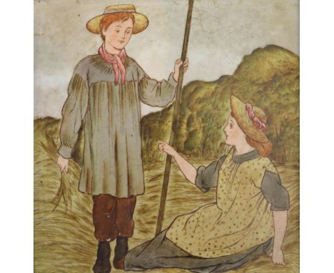 A Josiah Wedgwood & Sons Etruria, Months of the Year Tile, based on a design by Kate Greenaway, June, 15 cms square 