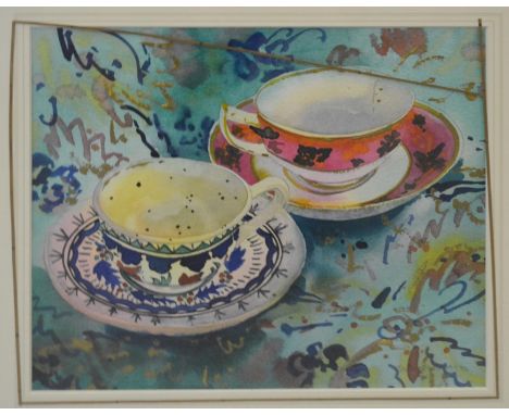 Jenny Wheatley, Two China Cups, watercolour, signed and dated 1992, 26x29 cms 