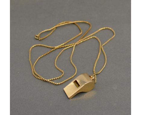 A 14ct. Gold Whistle by Tiffany & Co. together with a linked chain, 11.8 gms all in 