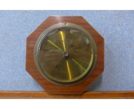 An early 20th Century inlaid mahogany octagonal aneroid barometer, the brass dial signed James Lucking &amp; Co. 