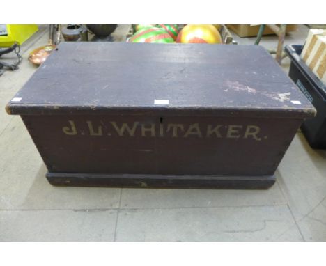 A Victorian pine tool chest, mirrors, prints, etc. and a tripod table 
