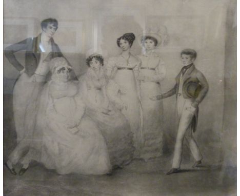 A 19th Century print of a Georgian family group portrait, print 