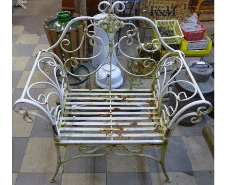 A Victorian painted alloy garden seat 