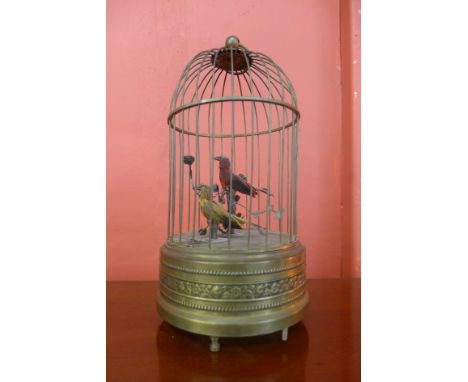 A continental gilt metal musical bird cage automaton 