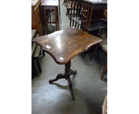 A Victorian mahogany rectangular tilt-top tripod table 