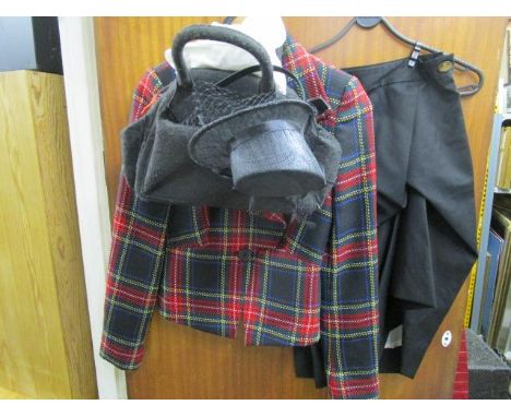 A Vivienne Westwood outfit, Anglomania tartan punk style ladies jacket size 40, a Red Label black shirt, size 44, the buttons