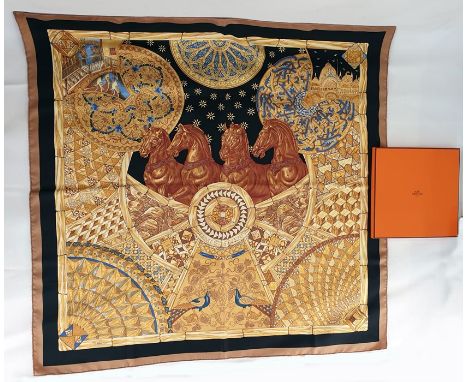 Hermes silk scarf "Hermes a Venise", design Julia Abadie with original box and ribbon