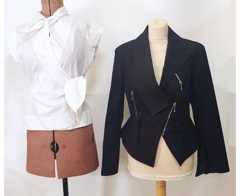 Vivienne Westwood Red Label black zipped cotton jacket and a Vivienne Westwood Red Label tie front blouse (2) 