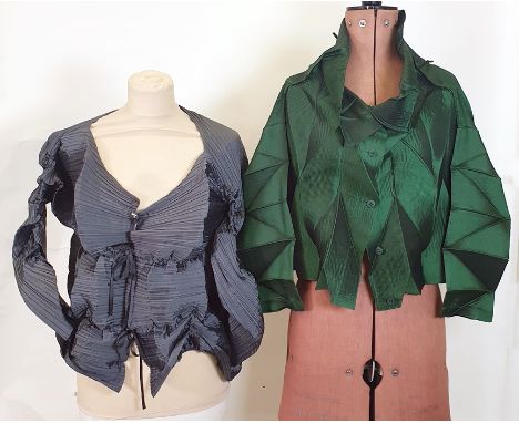 Issy Miyake pleat blouse in grey and another Issy Miyake pleat blouse in green (2) Condition ReportPlease see additional imag