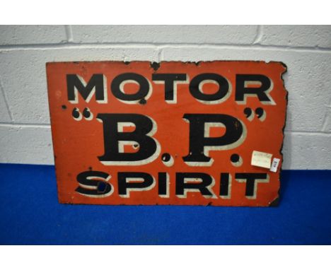 A vintage enamelled BP motor spirit sign, approx 61 x 38cm