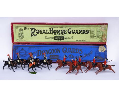 An original boxed 2nd Dragoon Guards (Queen's Bays) by W. Britain to include;  five guards on horseback, one having a bugle, 