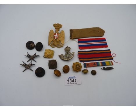 A quantity of Military Buttons and Badges to include; Oxfordshire and Buckinghamshire Light Infantry button, a British Army G