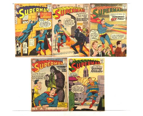 Superman Nos. 119, 124, 125, 127, 128  a group of 5 Silver-age issues featuring 1st appearance of Titano with classic Curt Sw