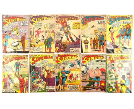 Superman  a run of 10 Silver-age issues featuring classic Curt Swan covers (DC Comics, 1962-64).This lot features:Superman (1