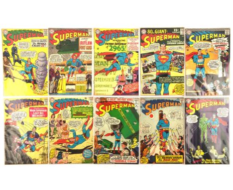 Superman  a run of 10 Silver-age issues featuring classic Curt Swan covers (DC Comics, 1965-66).This lot features:Superman (1