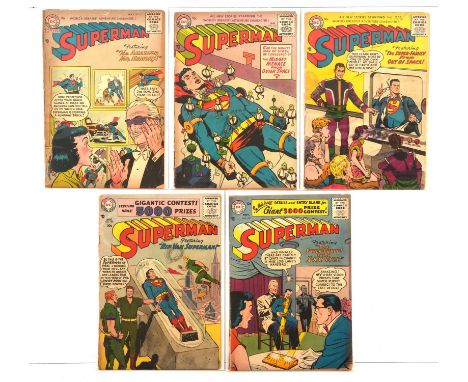 Superman Nos. 97, 102, 104, 107, 109  a group of 5 Golden and Silver-age issue with classic Wayne Boring and Al Plastino cove