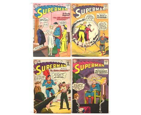 Superman Nos. 120, 121, 122, 126  a group of 4 rare Silver-age issues with Curt Swan covers (DC Comics, 1958-63).This lot fea