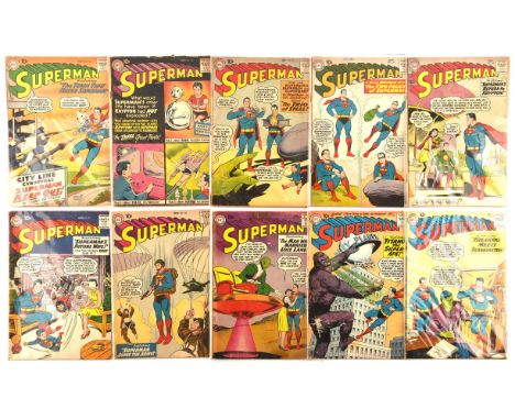 Superman  a group of 10 Silver-age issues featuring early Supergirl and Krypto appearances (DC Comics, 1959-60).This lot feat