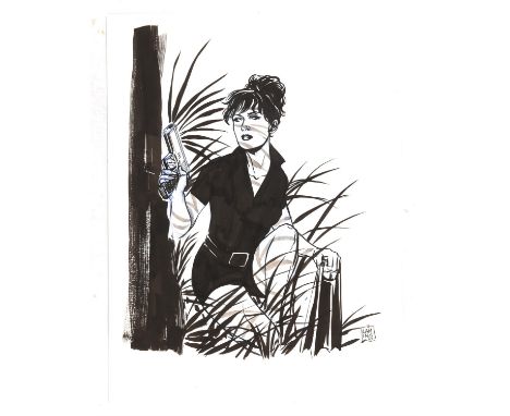 Modesty Blaise - an original artwork by Marc laming (2012).Featuring a detailed upper torso portrait of Modesty Blaise.Illust