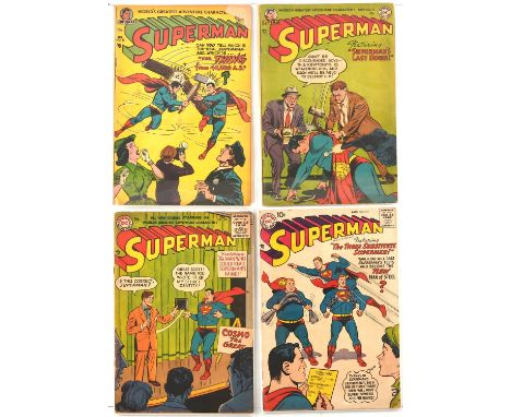 Superman Nos. 87, 92, 103, and 115  a group of rare Golden-age issues with Al Plastino covers (DC Comics, 1954-57).This lot f