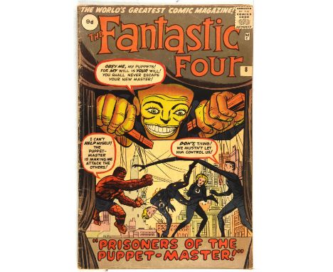 Fantastic Four No. 8 featuring 1st appearance of Alicia Masters and The Puppet master (Marvel Comics 1962).This lot features: