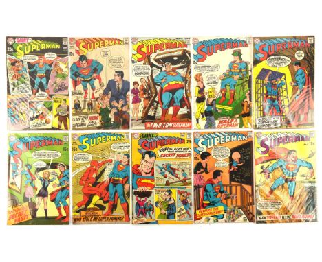 Superman  a run of 10 Silver-age issues featuring Curt Swan covers (DC Comics, 1969-70).This lot features:Superman (1st serie