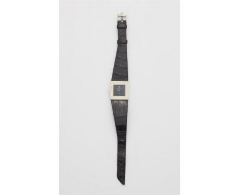 Rolex Cellini King Midas18 kt Weißgold. Armbanduhr mit Mineralglas und asymmetrischem fünfeckigen Uhrengehäuse. Dunkelblaues 
