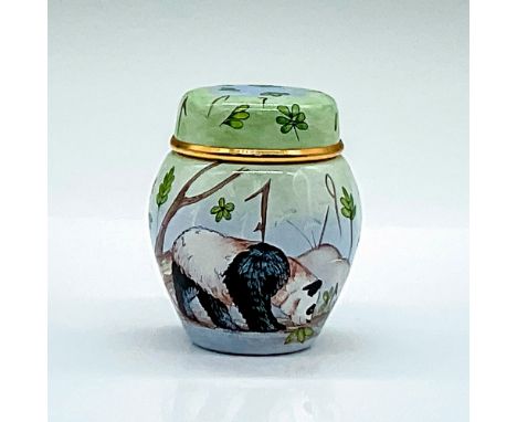 Hand painted jar depicting an embarrassment of pandas. Moorcroft backtamp. Artist initials on the base. This item has its ori
