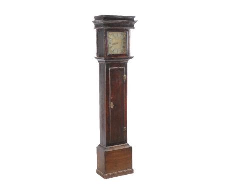 A stained oak longcase clock, 18th century and later, with 30 day bell striking movement and 10 inch dial marked Wm Lee Leice