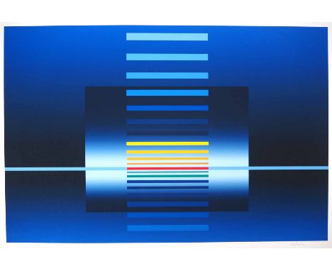 GEILER, Friedrich (*1946 Bühl /Baden), Farbserigrafien, Geometrische Komposition in Blau, links unten numm 2/25, rechts unten