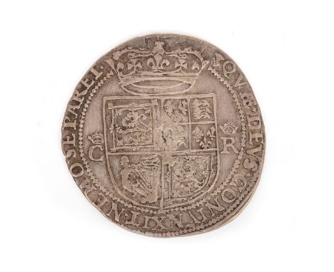 SCOTTISH SILVER CHARLES I 12 SHILLING COIN, the obverse with crowned bust facing left, with XII behind, legend CAROLVS DG MAG