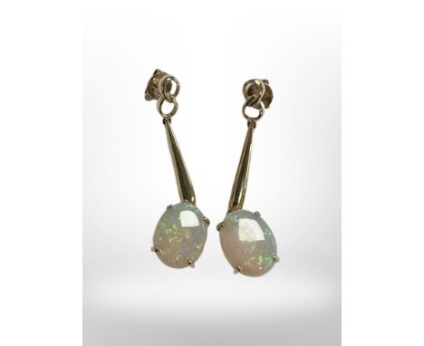 A pair of 14ct yellow gold opal earrings CONDITION REPORT: 3.6g.