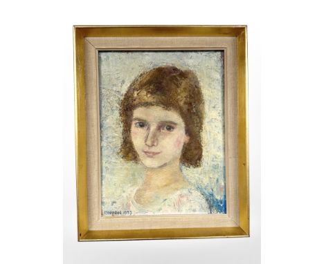 Danish School : Portrait of a child, oil on canvas, 26cm x 34cm.