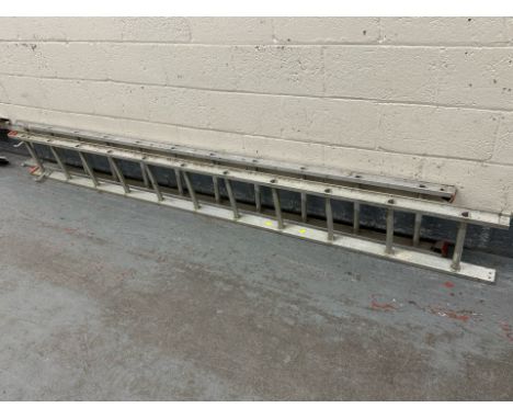 An aluminium two part extension ladder
