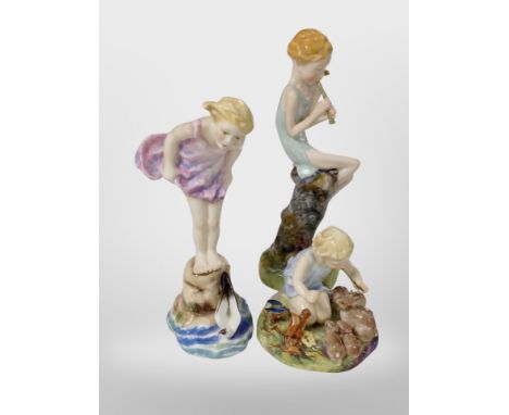 A Royal Worcester figure, A Woodland Dance, modelled by F. G. Doughty, a further figure, Sea Breeze by the same artist, and a