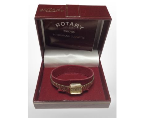 A lady's gold plated Rotary quartz wristwatch in box 
