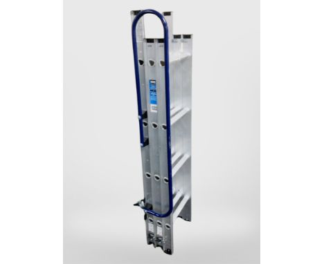 An aluminium extending step ladder.