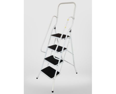 A folding metal four tread step ladder 