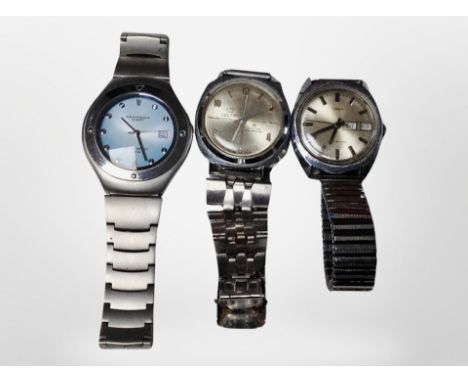 A Gent's Sekonda stainless steel wrist watch, Timex watch and one other 