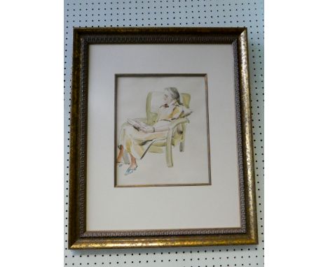 Pegaret Anthony, a pair of framed watercolour portraits of a seated lady and gentleman and another portrait of an old lady in