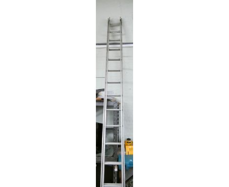 A tall 30 rung extending aluminium ladder 