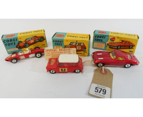 Three boxed Corgi toy model cars to include: Ferrari Formula 1 Grand Prix racing car Model number 154, The Monte Carlo Mini C