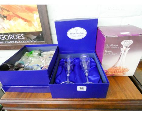 Crystal decanter and various wine glasses 