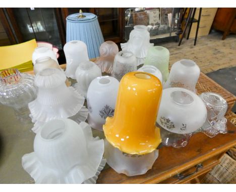 A quantity of decorative Victorian style glass lamp shades  