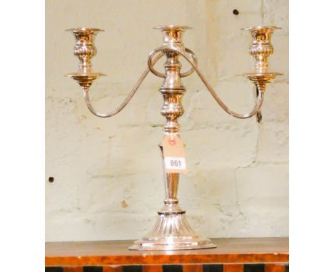 A pair of Sheffield plated three branch candelabra 14" high 