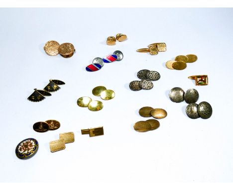 A collection of vintage gentleman's cufflinks to include a pair of regimental enamelled examples