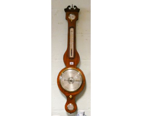 A Regency style banjo wall barometer in mahogany case by R. Mason of Ipswich 