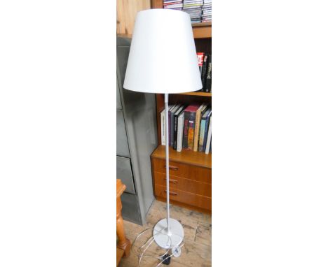 A small contemporary grey metal standard lamp with shade 