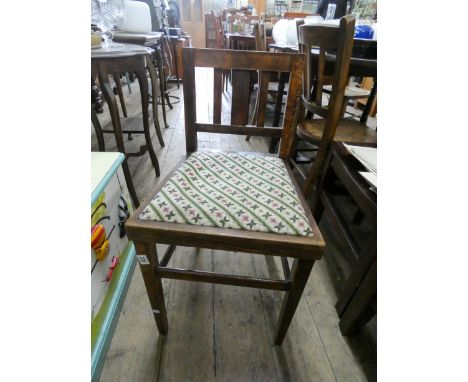 Wooden bedroom chair with tapestry seat