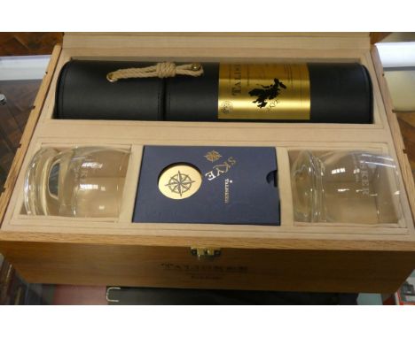 A limited edition 154/500 Talisker single malt scotch whisky with two glasses in a wooden case, 2007, 70cl